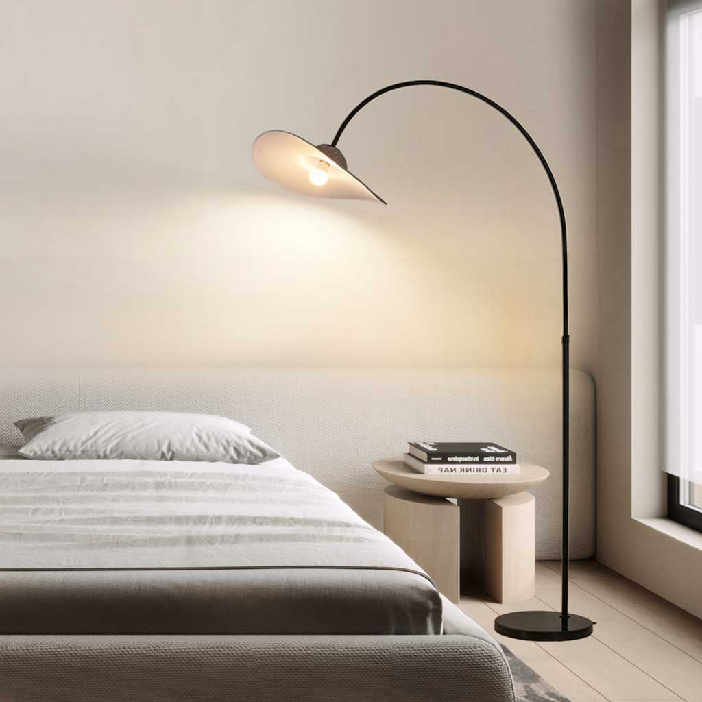 Noah Straw Hat Shaped Arc Floor Lamp - At Ease Home Life